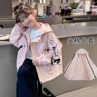 女童夹棉外套初冬2025新款洋气儿童加棉冲锋衣上衣秋冬小女孩秋装