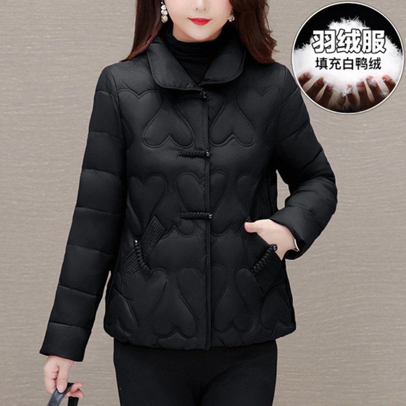 中年妈妈女士黑色羽绒服轻薄短款时尚洋气高端外套冬季2025新款爆