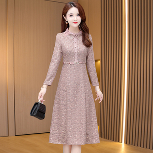 喜婆婆婚宴装连衣裙女2025新款春秋冬长袖高档高端十三行妈妈礼服