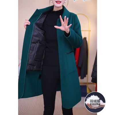 羽绒服可拆卸内胆双面羊毛呢大衣女秋冬2025新款高级感高端中长款