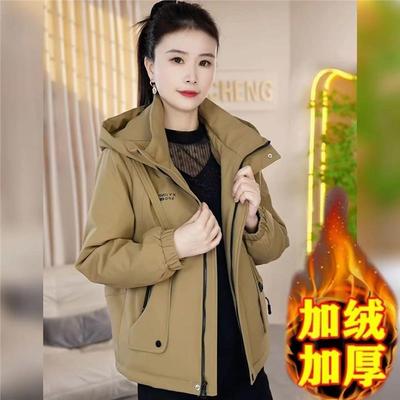 2025新款今年流行爆款冬长袖加绒加厚防风休闲减龄连帽派克服外套