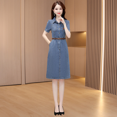 高端洋气质广州十三行小个子冰丝牛仔连衣裙子女夏季2025超火新款