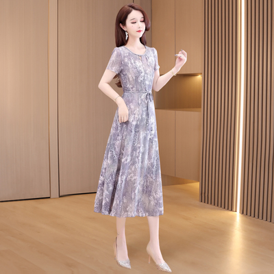 高端气质广州十三行轻奢高级感碎花雪纺连衣裙子夏季2025新款妈妈