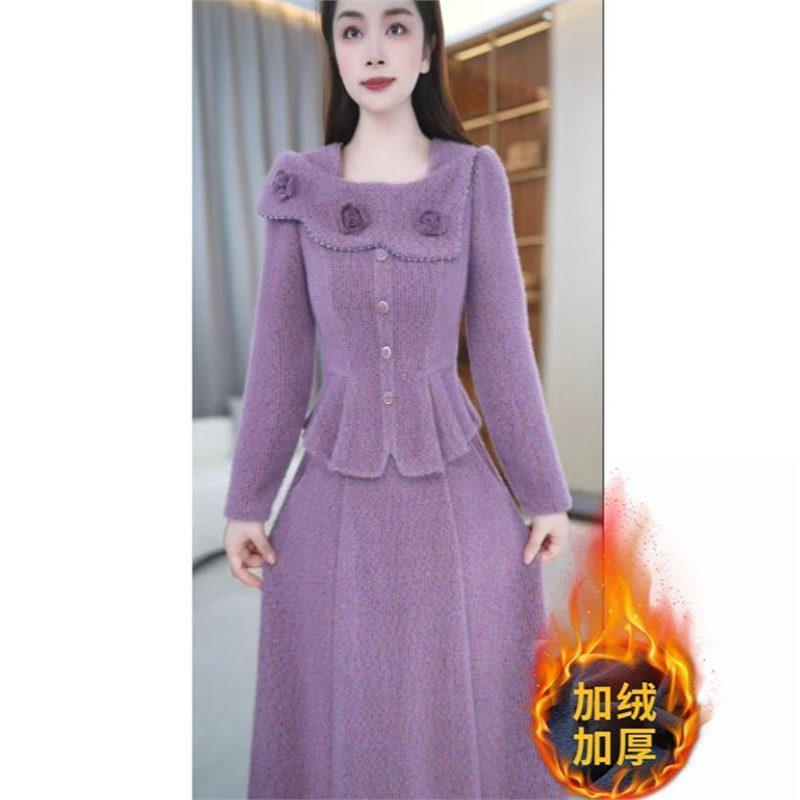 连衣裙2025新款今年流行爆款秋冬季时尚洋气修身气质两件套套装