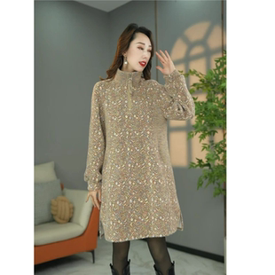 连衣裙2025新款今年流行爆款冬季高货欧版加厚保暖宽松遮肉打底裙