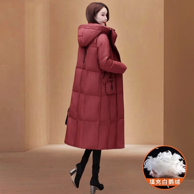 高端洋气本命年红色九江鹅绒羽绒服女士中长款冬季高贵妈妈喜婆婆