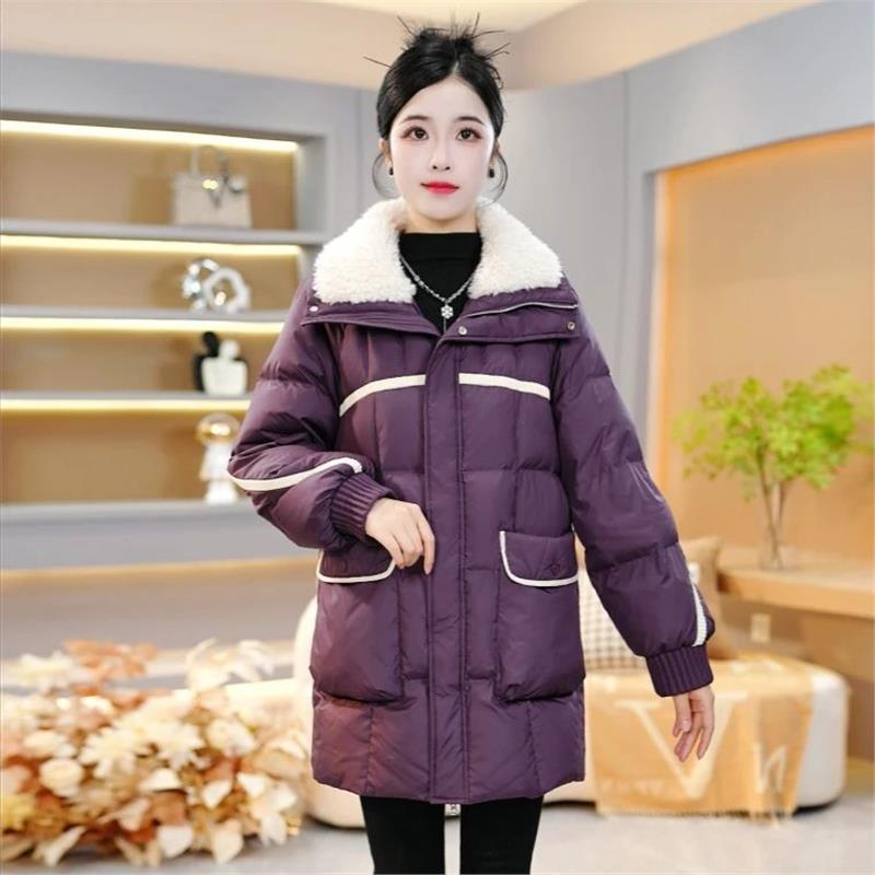 2025新款今年流行爆款时尚中长款翻白毛领洋气保暖显瘦羽绒服冬季