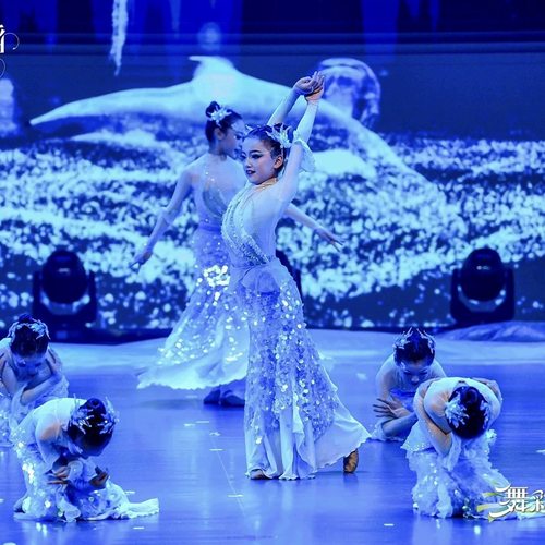逐浪奏鸣曲唧唧鱼儿跃表演服傣族儿童古典舞亮片鱼尾裙演出服群舞