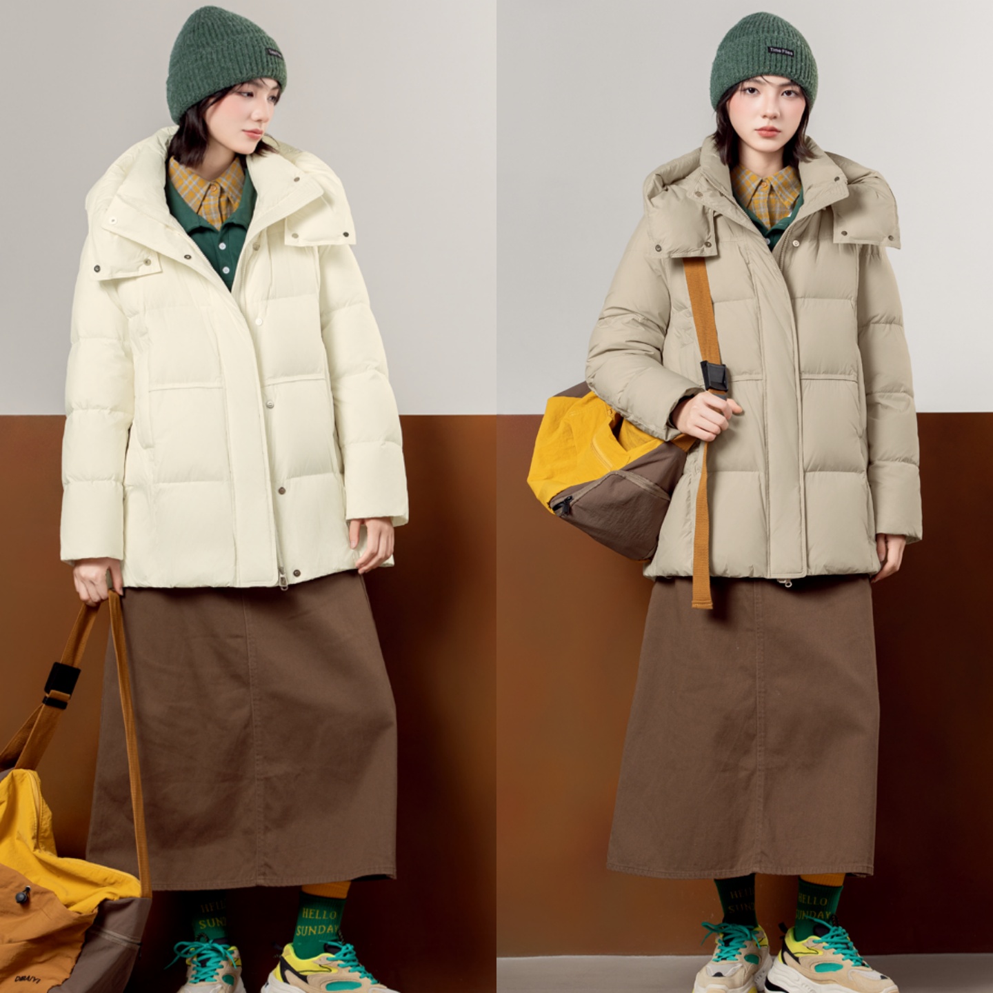 羽绒服翻新改造女一手长直筒面包