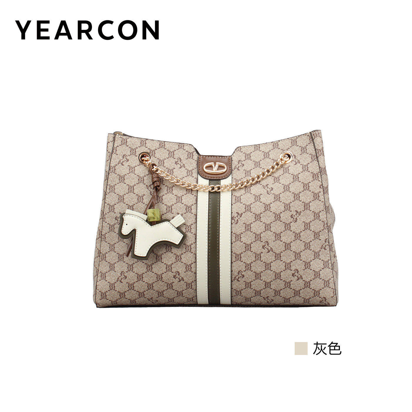 意尔康春夏时尚印花链条斜挎女包
