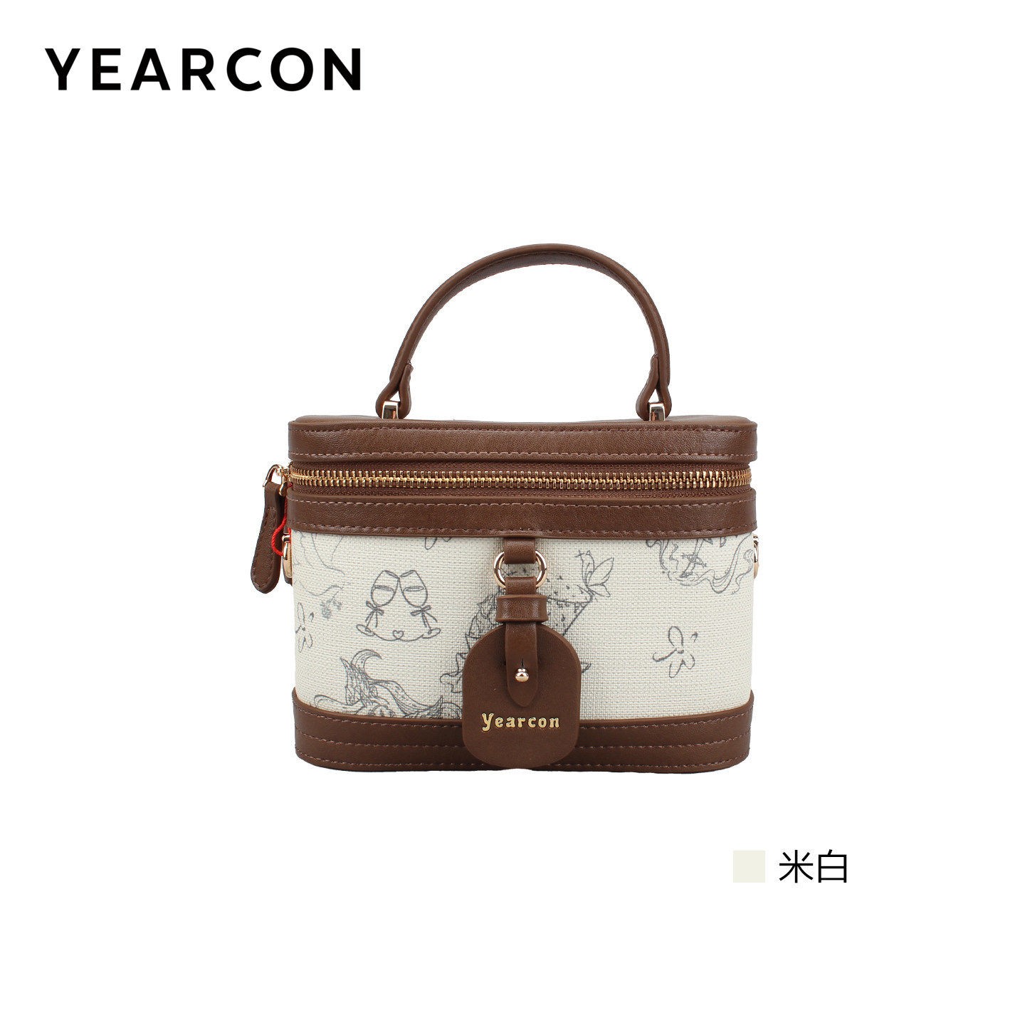 意尔康女包2026春季新款女士复古印花小巧手提包单肩斜挎61Y25047