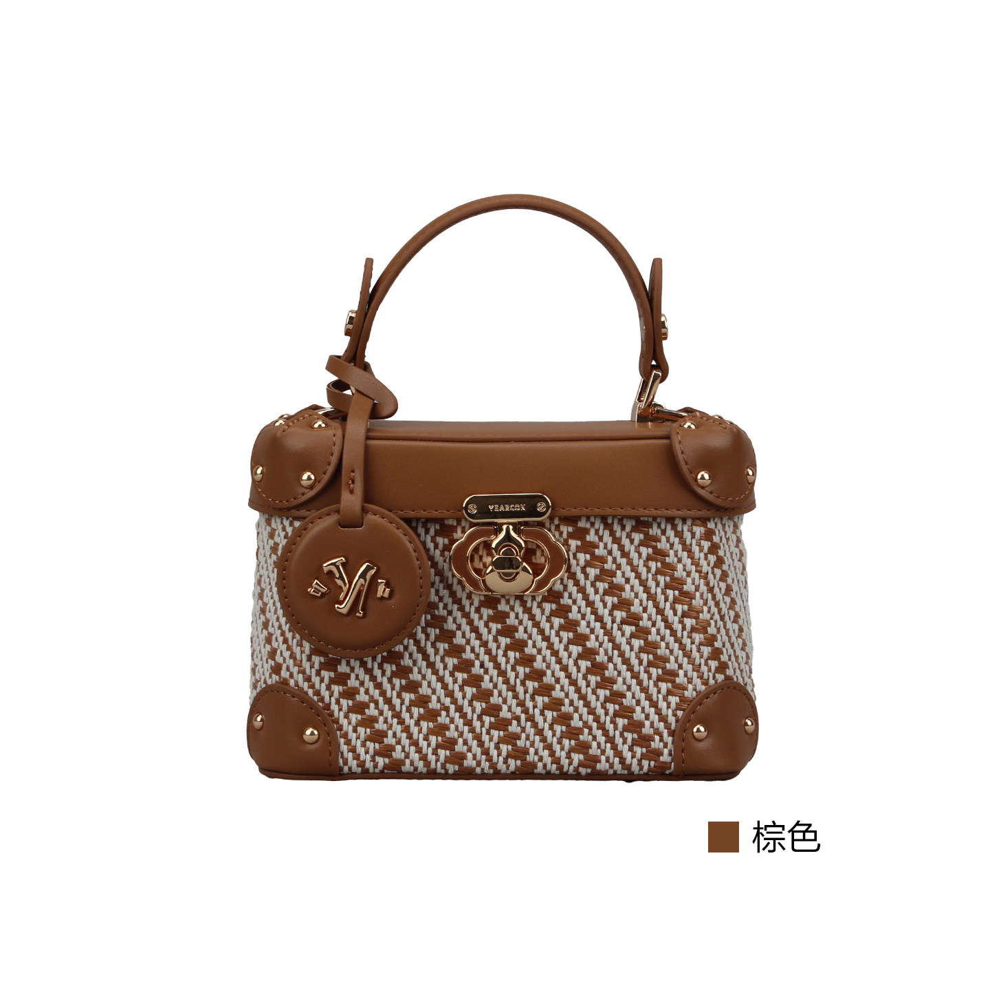 意尔康女包2026夏季新款复古编织小方包立体手提包袋63Y27766