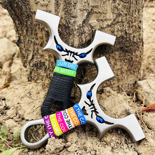 新款不锈钢扁皮筋弹弓小怪兽龙齿暗扣快压9025威力大高精准高弹性