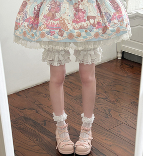 安全防走光狗短打底裤 Lolita原创日系南瓜裤 软妹暗纹纯棉灯笼裤