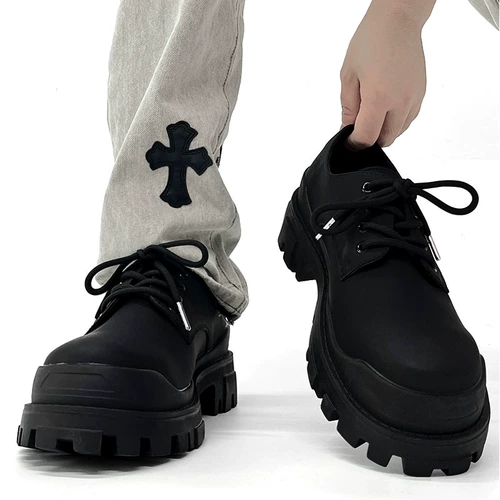 Высокая матовая обувь на платформе для кожаной обуви в английском стиле, изысканный стиль, из натуральной кожи