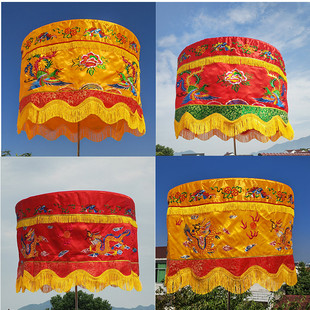 祭祖出殡迎神像华盖五龙龙凤莲花宝盖宝顶不锈钢支架一套黄色