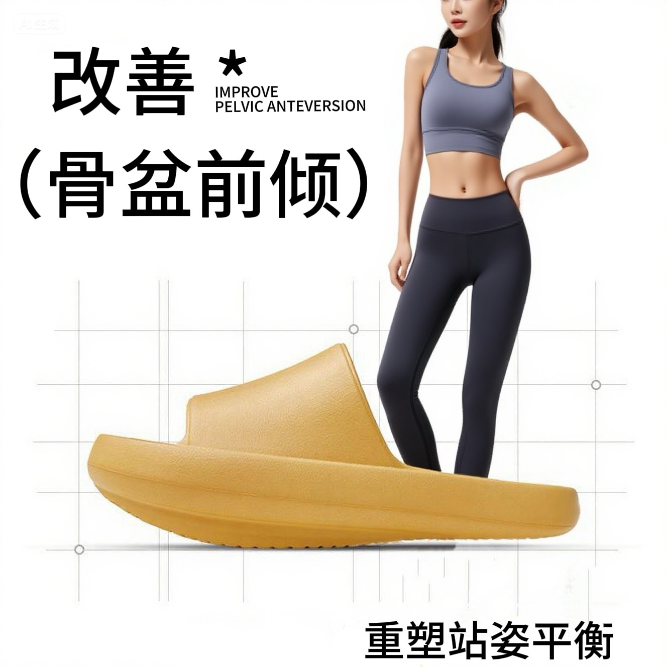 负跟拖鞋女矫正骨盆前倾专用脊椎产后体态修复居家瑜伽普拉提防滑