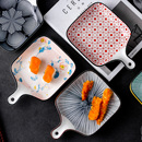 日式 创意单柄盘釉下彩早餐盘烘烤盘 餐具家用陶瓷网红水果盘个性