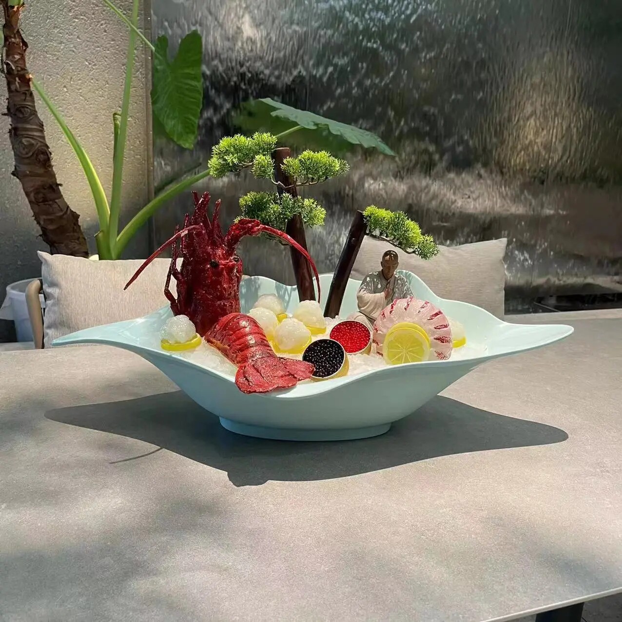 日韩料理自助餐具海螺展示盘干冰盘密胺刺身鱼生冰盘水果盘海鲜盘