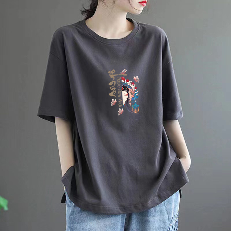 外贸出口夏季纯棉显瘦短袖上衣女