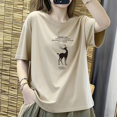 100%纯棉印花短袖t恤女