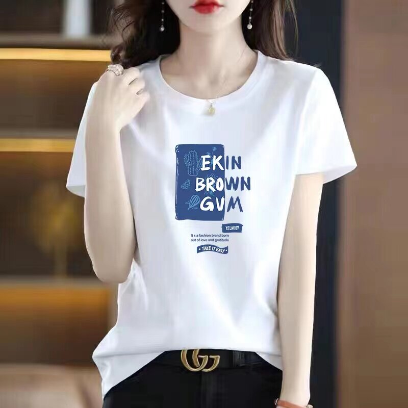 清仓捡漏夏季纯棉印花短袖上衣女