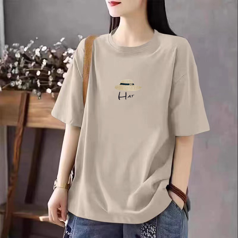 100%纯棉女士印花t恤夏新款