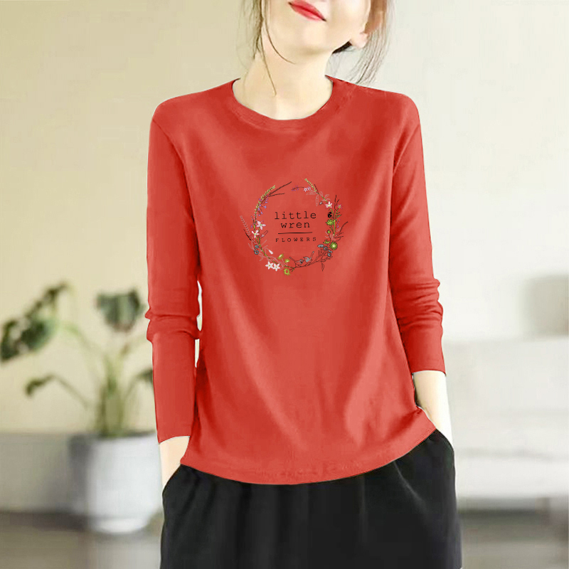 外贸折扣店正品100%纯棉女士长袖打底上衣秋百搭新款休闲显瘦T恤