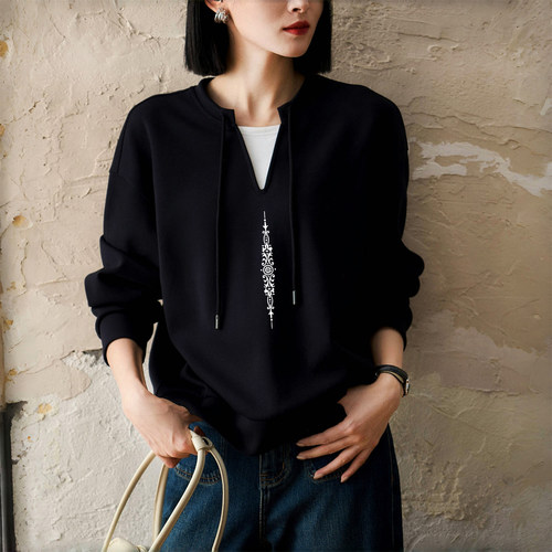 纯棉假两件时尚长袖卫衣女