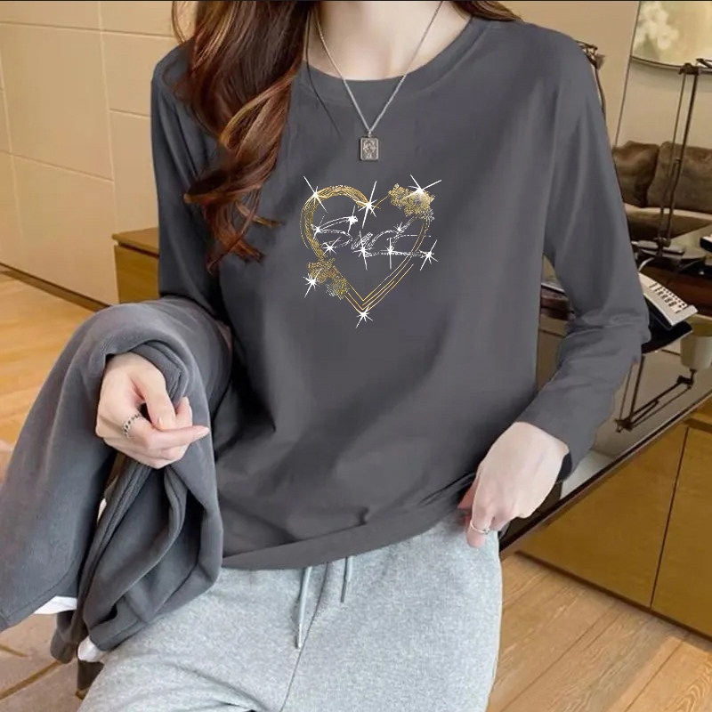 品牌出口正品纯棉时尚印花长袖t恤女春秋款文艺显瘦百搭减龄上衣,女装/女士精品,大码内搭,淘宝优惠券,粉丝福利购,淘宝优惠卷