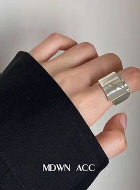 重工墙推!镀银ins戒指女叠戴复古波浪小众高级潮人学生网红指环