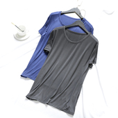 圆领V领休闲半袖 莫代尔T恤男士 打底汗衫 弹力修身 上衣春夏 纯色短袖