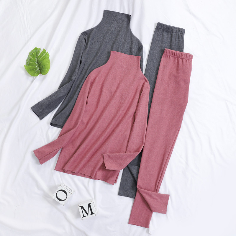 高领发热大码紧身家居保暖套装