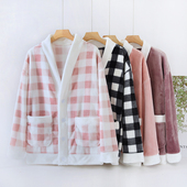 大码 法兰绒睡衣上衣冬季 冬款 加厚加绒2026年新款 珊瑚绒秋冬天 女款