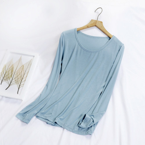 莫代尔睡衣春夏季长袖空调女上衣