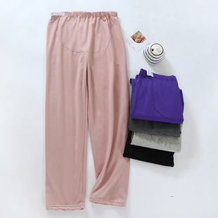 家居裤 孕妇可调节睡裤 宽松直筒长裤 全棉纯棉大码 托腹可外穿 夏秋季