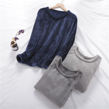 冬季加厚睡衣男女法兰绒单件保暖上衣圆领套头珊瑚绒宽松家居服