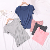 百搭圆领宽松修身 大码 凉爽家居服打底衫 莫代尔女T恤短袖 睡衣半袖