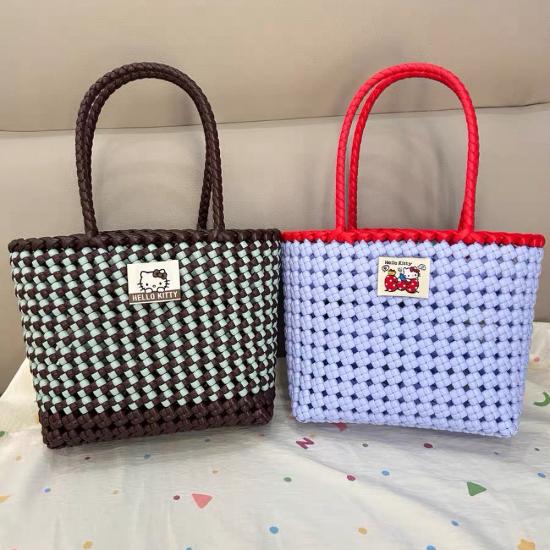 【成品】纯手工编织包成品经典红蓝配色藤编手提包小众网红博主款