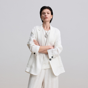 套装 新品 100亚麻西装 老钱风 外套女春夏薄宽松oversize高端 减50