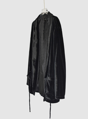 贵雅新中式道袍款 真丝丝绒西装女外套高端桑蚕丝小个子黑色休闲H