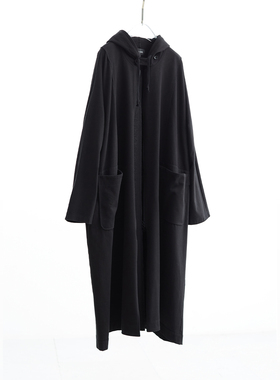 超酷超有范设计感廓形外套女春秋纯棉拉链卫衣风衣中长款连帽大码