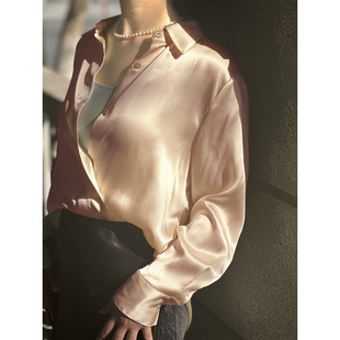 高端大牌宽松廓形春轻奢法式 女长袖 缎面真丝衬衫 舒适又气质通勤