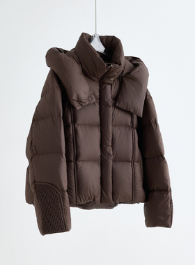 超轻！泡芙云朵美拉德咖鹅绒磁吸扣短款羽绒服女冬季新款加厚外套