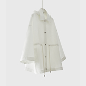FOR DEMI早春极简风连帽抽绳防风衣外套女小个子短款 廓形气质白色