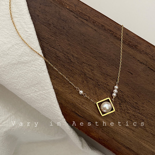 VIA途经天然淡水珍珠项链不褪色钛钢镀金2025春夏新款 短锁骨链女