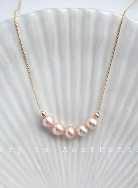 VIA途经简约气质天然淡水珍珠微笑项链锁骨链短毛衣链女高级感礼