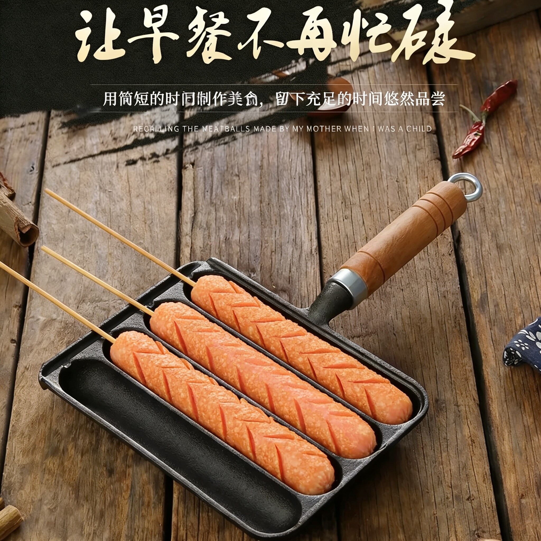 脆皮烤肠神器家用铸铁烤肠锅烤年糕羊肉串烤面筋户外烤肠盘模具平
