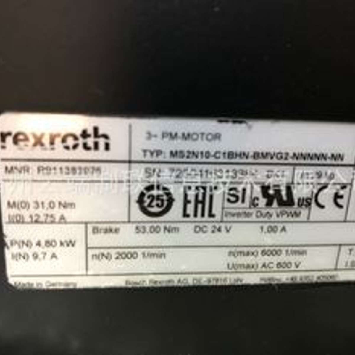 德国力士乐伺服电机R911384940 MS2N06-D1BNN-BMUH2-NNNNE-NN