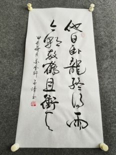 书法作品手写真迹：他日卧龙终得雨，今朝放鹤且冲天